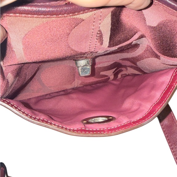 Coach Penelope Optic Art Signature Hippie Plum Crossbody w Metallic Leather Trim - Picture 6 of 10